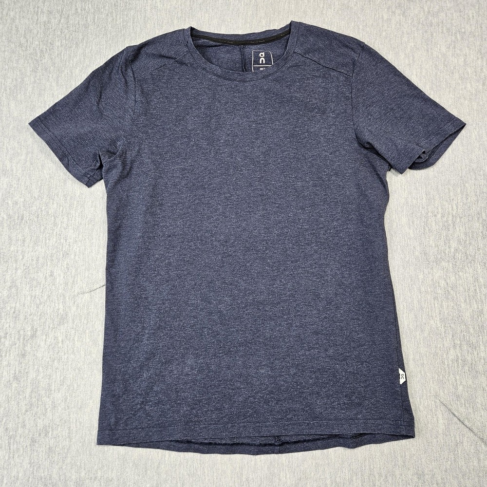 On Running Shirt Mens S Blue Tagless On-T Crew Neck Short Sleeve Stretch