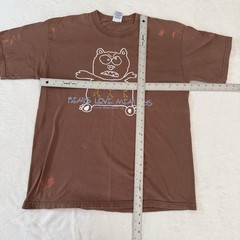 VTG Y2K Clear Vision Drama Co. T-Shirt Bears Love Mean Kids Biblical Sz L Brown