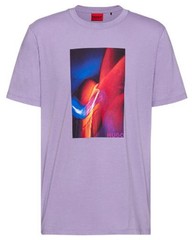 HUGO BOSS LOGO-ARTWORK Cotton Crew Neck Cotton Jersey T-Shirt Lilac S/M/L/XL/XXL