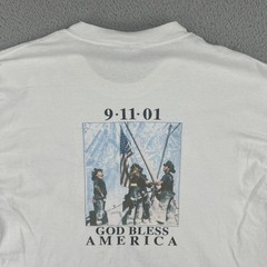 Vintage Hanes Heavyweight 50/50 Large White T Shirt 9-11-01 God Bless America