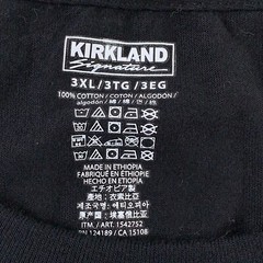 Kirkland Men’s Size 3XL Black Cotton Short Sleeve Crew Neck T-Shirt New