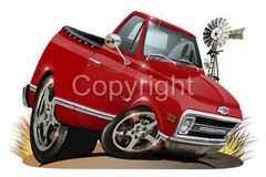 1970 C-10 Pickup Truck Cartoon Replica T-Shirt #6777 automotive art