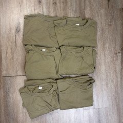 Lot of 6 Skilcraft Military Short Sleeve T Shirt Medium Coyote Brown Polyester