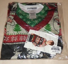 Faux Real Men 3D Photo-Realistic Ugly Christmas Sweater T-Shirt, S, Frisky Deer