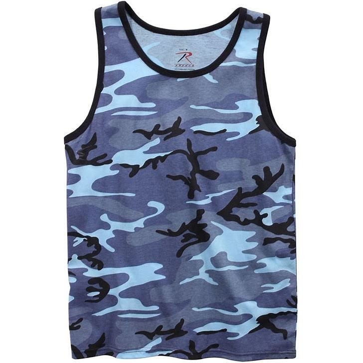 Light Blue Camo TANK TOP Muscle Shirt PT Work Out Hiking Camouflage US Army Navy