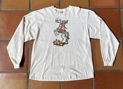 Cotton Deluxe Mens XL Made In USA Skeleton Cowboy On Horse Long Sleeve T-Shirt