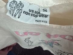 Vintage US Boys Shirt White 1992 All Over Print America Flag Size Small
