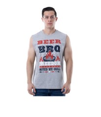 Way To Celebrate Men’s Gray Americana Graphic Beer BBQ United Muscle Tank Top