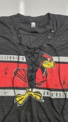 Vintage Illinois State University Redbirds Lace Up Short Sleeve Track Shirt