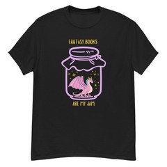 Fantasy Books Are My Jam Shirt Unisex Black Tee with Dragon Jar Art