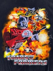 Vintage 90s TRANSFORMERS Single Stitched T Shirt CHANGES Tag Black READ