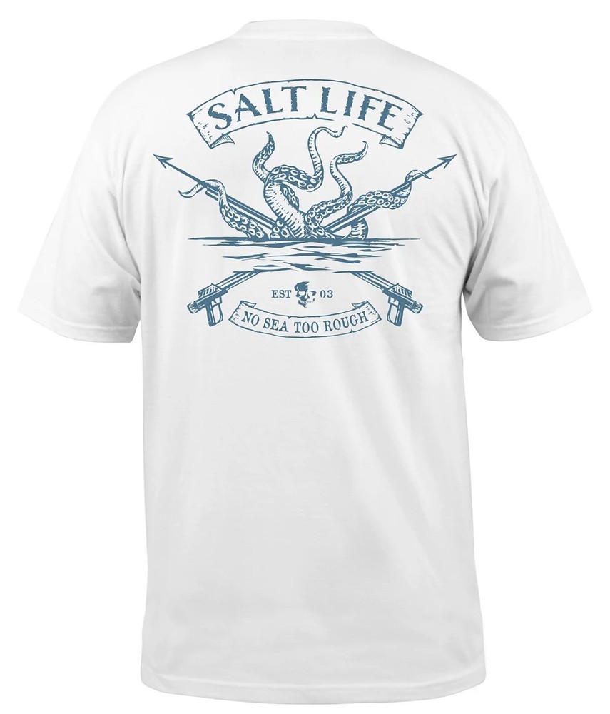 SALT LIFE MEN’S OCTOPUS SPEAR TEE COLOR WHITE