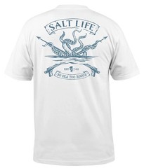 SALT LIFE MEN’S OCTOPUS SPEAR TEE COLOR WHITE