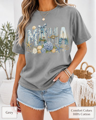 Coastal Mama Shirt, Comfort Colors Lighthouse Hydrangea Tee, Mom Beach Gift