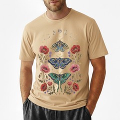 Celestial Moth T-Shirt Luna Moon Phase Flower Cottagecore Witchy Tee
