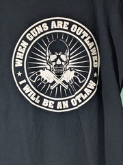 When Guns Outlawed, I Will Be An Outlaw, Guns & Skull Black T- Shirt, L