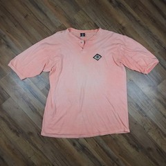 Vintage World Wide Competition Henley Mens XLT Peach Made in USA Distressed 90s