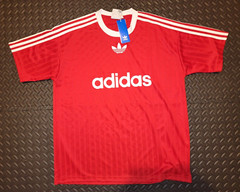 NEW MEN’S ADIDAS ORIGINALS TREFOIL POLY TEE SHIRT ~SIZE LARGE #IM9458 RED
