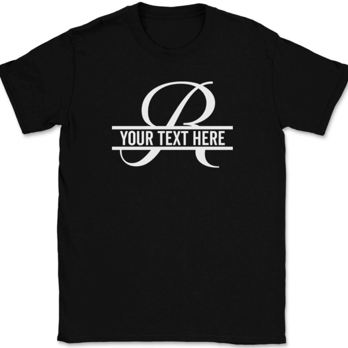 Letter R Monogram Your Text Here Custom T-Shirt Personalized Family Gift Tee