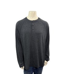 Faherty Men’s Size XL Long-Sleeve Cloud Henley Charcoal Heather Tee Cotton Modal