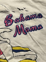 Vintage Bahama Mama Beach Cat White Tee L 80s 90s Puffy Print Good Shape Tourist