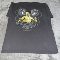 Vintage 90s Bruce Lee T Shirt Mens X-Large Gray Dragon Eyes Faded Movie Tee USA