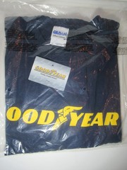XL Vintage Goodyear Official New Navy T Shirt Yellow Winged Logo Gildan Cotton