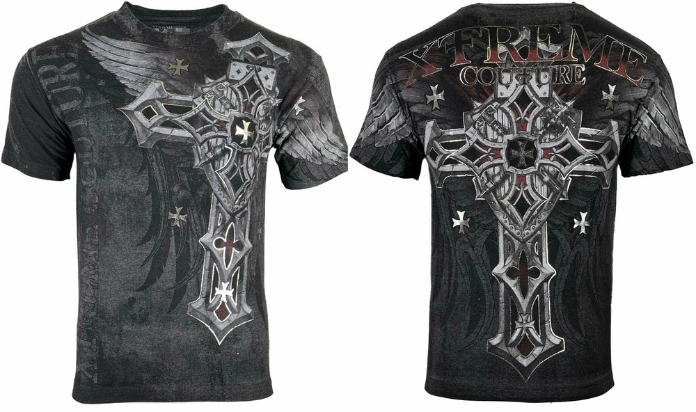 Xtreme Couture By Affliction Men’s T-Shirt Battledome Biker Cross
