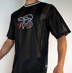 MEN’S BLACK SHEER STRIPE SHIRT M