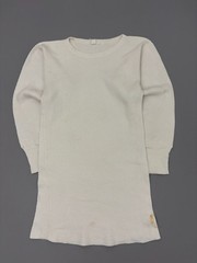 Vintage 70s JcPenny Thermal Shirt White 100% Combed Cotton Waffle Knit Flaws L