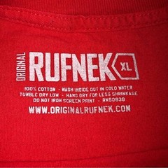 Original Rufnek Ruff and Tuff Dog Graphic Mens T-shirt Red Size XL Short Sleeve