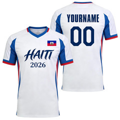 Haiti W- Cup 2026 Soccer Jersey Custom Name Number Mesh V-Neck T-Shirt