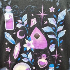 TexArt Tie Dye Graphic T Shirt Men’s Medium Fantasy Crystals Potion Ouija Style