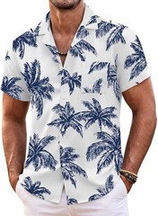 Mens Hawaiian Shirt Short Sleeve Floral Button Down Tropical Beach Casual Top