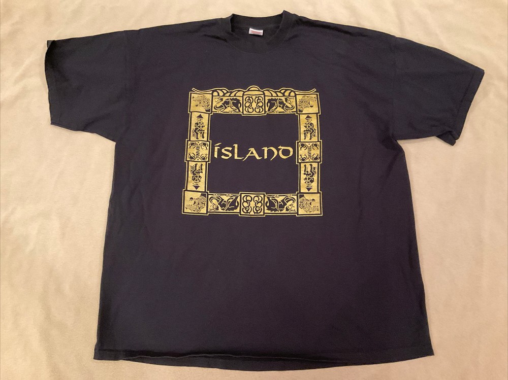 Island tshirt XXL black hold Asian art dragon Buddha