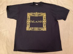 Island tshirt XXL black hold Asian art dragon Buddha