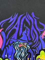 ALAB Black Neon Magic Mushroom T-shirt Men’s Medium Psychedelic Wizard New