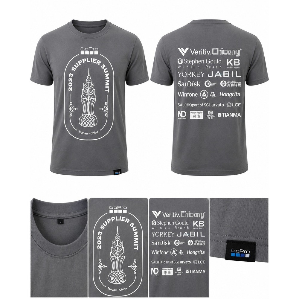 GoPro 2023 Supplier Summit Macau China Gray Graphic T Shirt Size Large L
