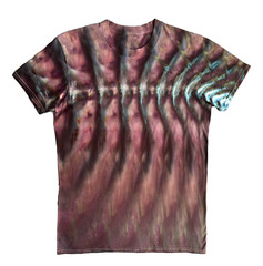 Roll Fold Ice Tie Dye T-Shirt, Unisex M SS Crew, Reddish Purple Wave