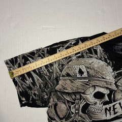Y2K 2000s 1.0z Designs Black Cotton T-Shirt with Skulls, Men’s Size 2XL