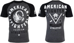 American Fighter Mens T-Shirt MICHIGAN Athletic BLACK GREY Biker MMA