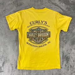 Vintage Harley Davidson Shirt Mens XL Yellow Work Sucks Lets Ride Curlys NC Y2K
