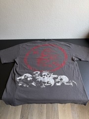 Men’s Gray Skull Graphic T-Shirt Front & Back and Cotton Knit Crew Neck L