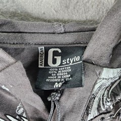 American G Style Hooded T Shirt Mens Medium Gray Studded Rocker Applique