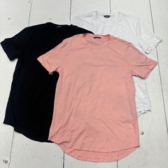 Jmierr 3 Pack White Black Pink Short Sleeve Cotton T-Shirt Mens Size M New