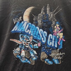 Macross City Anime T-Shirt XXL Robotech Mecha Valkyrie Minmay Graphic Tee Black