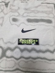 Nike All Over Print Abstract Graphic Shirt Mens Large Gray Loose Fit Swoosh NWT