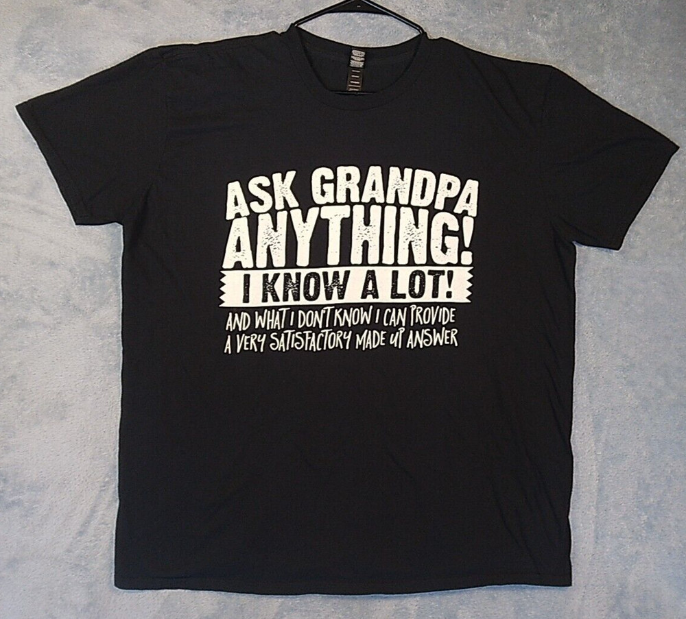 Anvil Lightweight Mens Black Short Sleeve T-Shirt Funny Ask Grandpa Anything 2XL