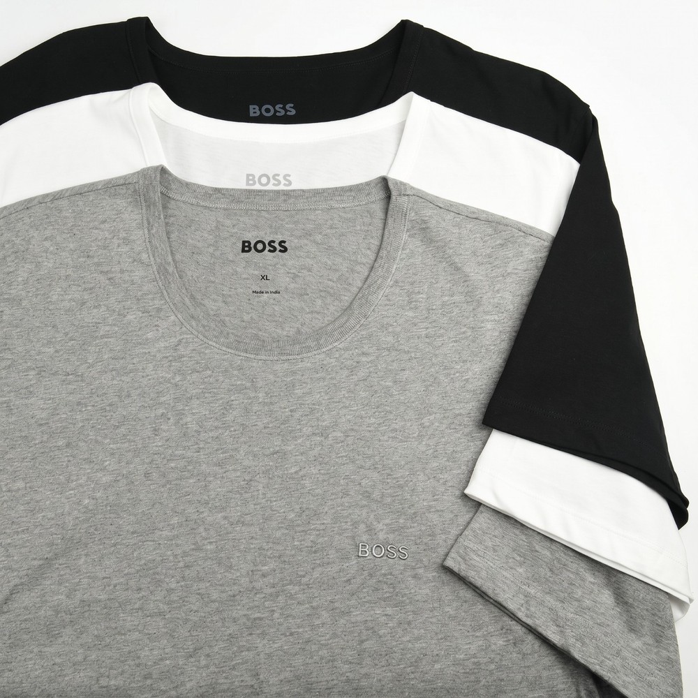 HUGO BOSS 3 Piece White Gray Black Regular Fit Cotton Crew T Shirts XL NEW