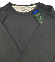 Orvis Men’s Long Sleeve Slub Classic Fit Crew Neck Shirt | Cinder | Large